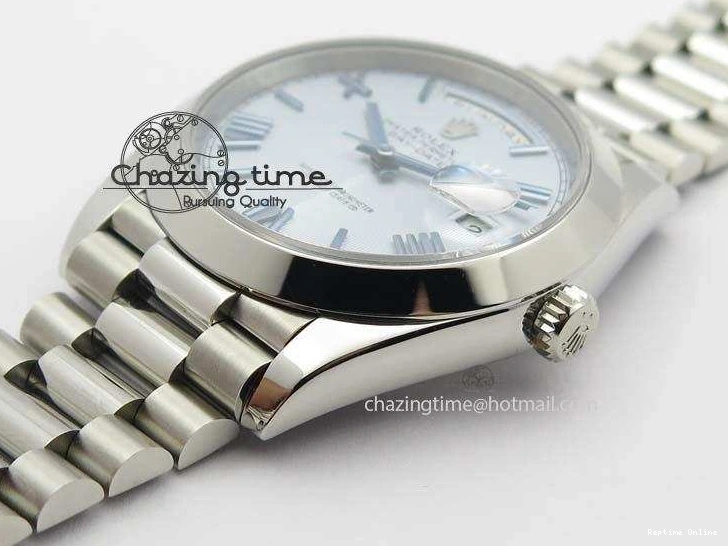 0521 Day-Date 40mm 228206 SS Noob 1:1 Best Edition Quadrant Textured Ice Blue Dial On SS Bracelet A Timeless 3801